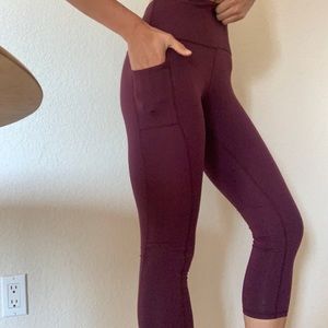 Senita Athletics Crop Legging: Merlot/Maroon Crop